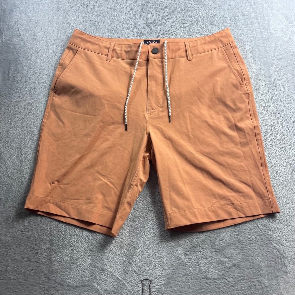 Faherty All Day Shorts Mens 34 Orange Hybrid Swim Stretch Casual Flat Front